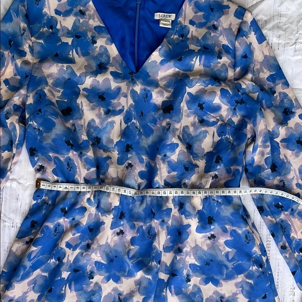 J. Crew Blue V-Neck Long Sleeve Sundress